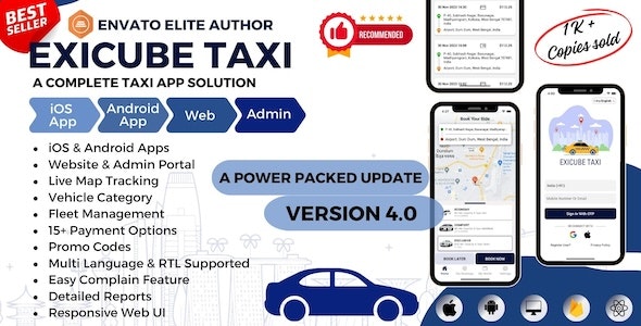 Exicube Taxi App - CodeCanyon Item for Sale